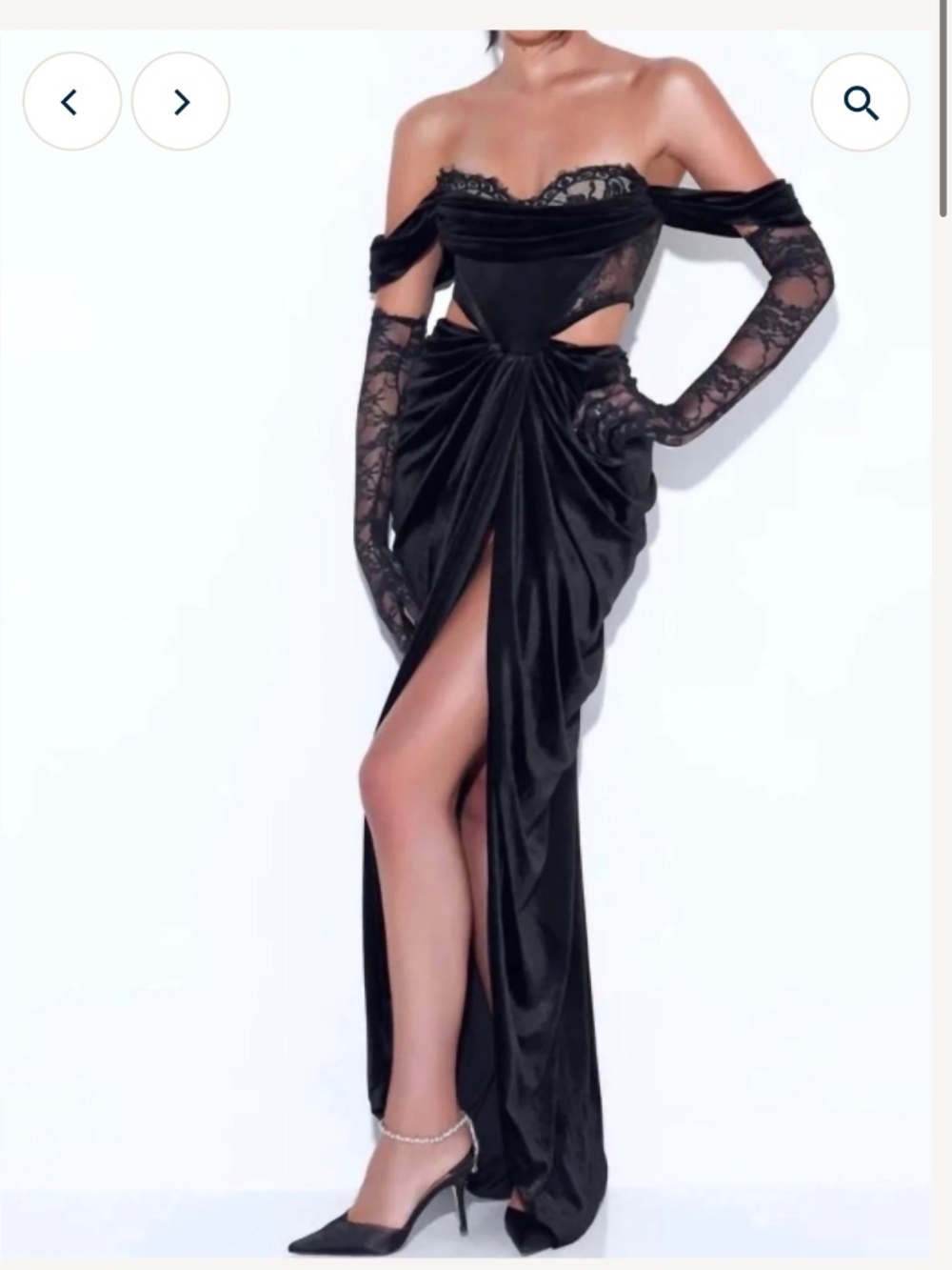 Miss Circle Quintessa Black Lace Velvet Corset Gown — XXS
